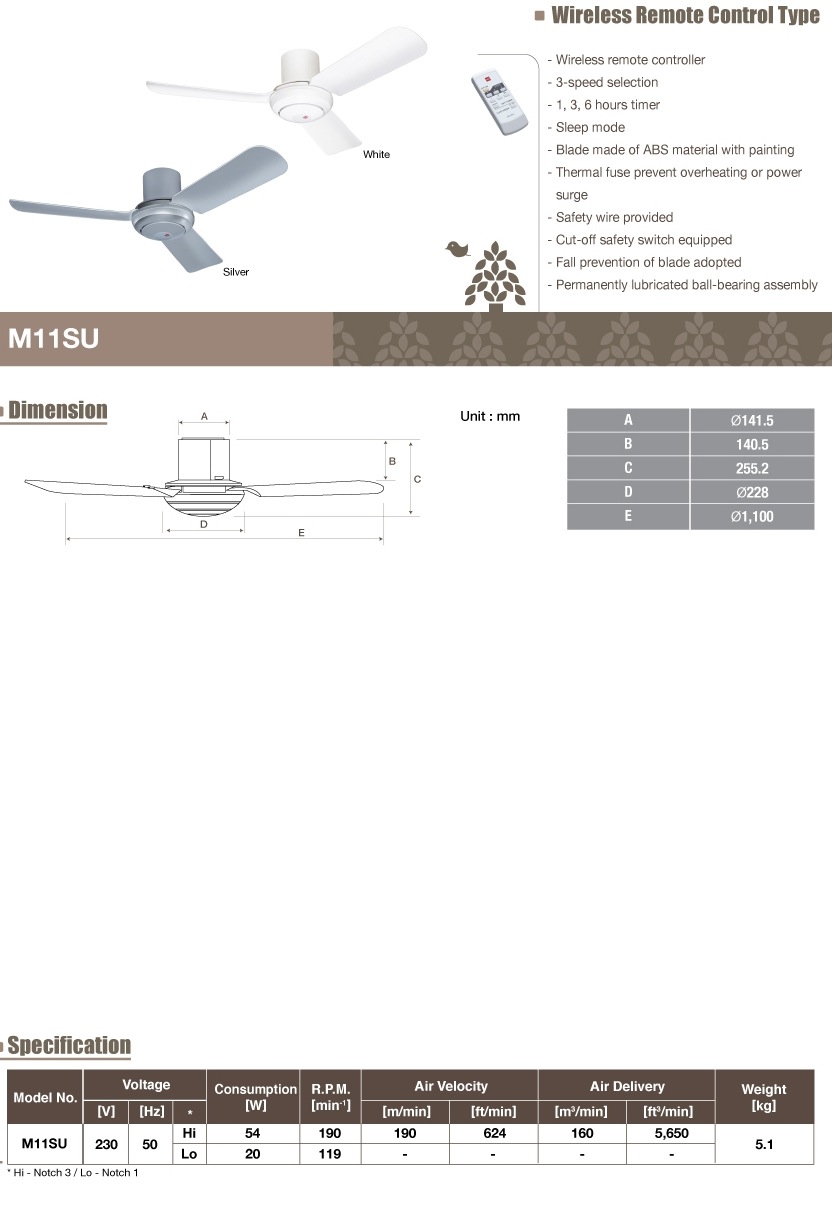 Kdk M11su 44 Ceiling Fan Silver Description Of Kdk M11su 44 Silver Ceiling Fan
