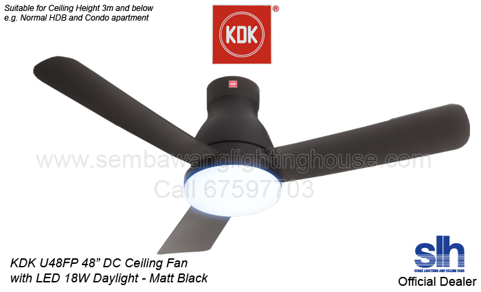 KDK U48FP 48" DC LED Ceiling Fan (Matt Black) - Sembawang Lighting ...