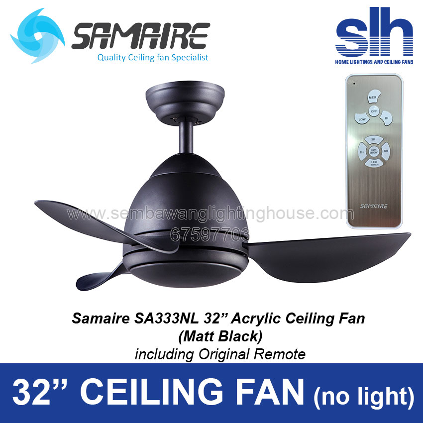 Samaire SA333NL 32" Ceiling Fan without light (Matt Black) - Sembawang ...