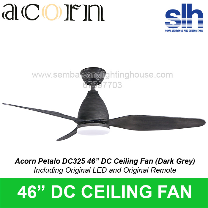 Acorn Petalo Dc325 46 Led Ceiling Fan Dark Grey Wood Grain Acorn Petalo Dc Led Ceiling Fan Semba Lighting