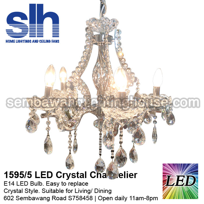 Cc1 1595 5 Led Crystal Chandelier Semba Lighting House Pte Ltd Cc1 1595 5 A Crystal Chandelier Led Semba