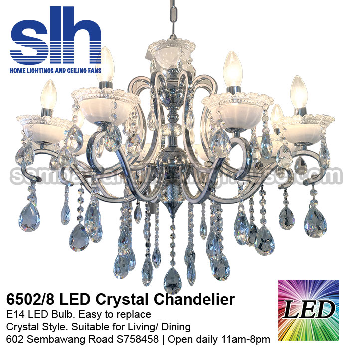 Cc1 6502 8 Led Crystal Chandelier Semba Lighting House Pte Ltd Cc1 6502 8 A Crystal Chandelier Led Semba