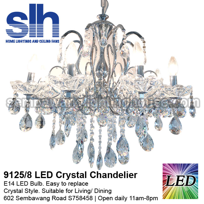 Cc1 9125 8 Silver Crystal E14 Led Chandelier Semba Lighting Description