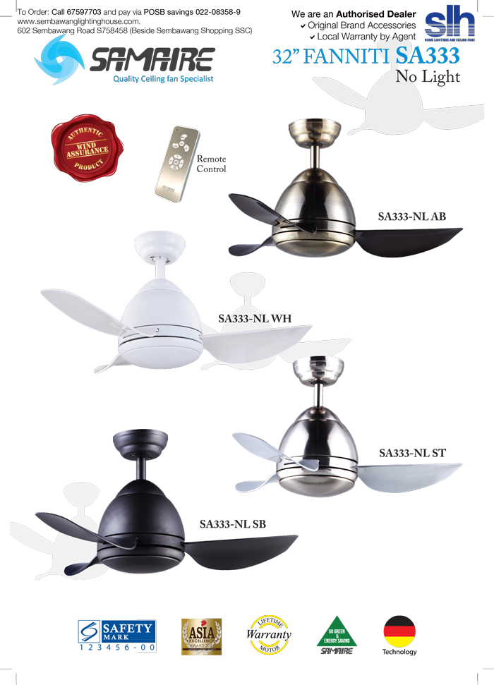 Samaire Sa333nl 32 Ceiling Fan No Light White Semba Samaire Sa333nl 32 Ceiling Fan No Light White