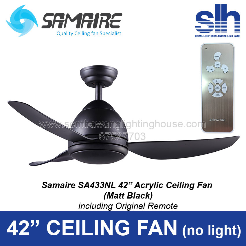 Samaire Sa433nl 42 Ceiling Fan No Light Matt Black Semba Samaire Sa433nl Ceiling Fan Semba Lighting House Sb