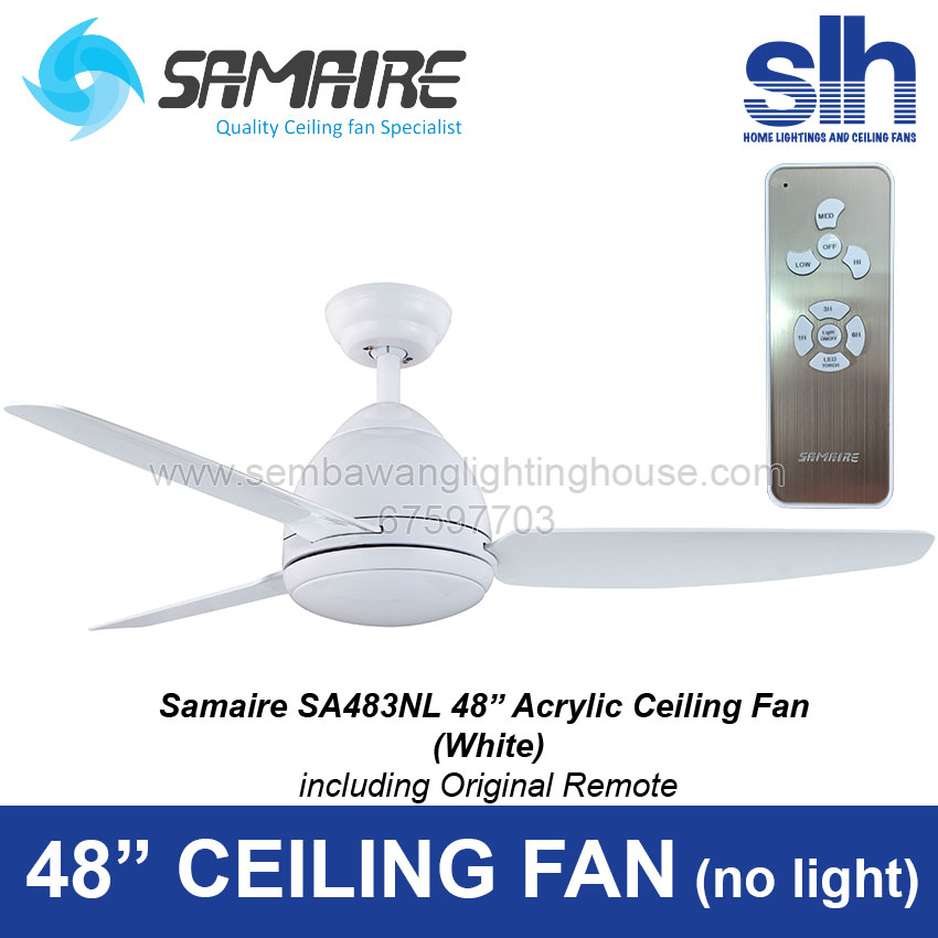 Samaire Sa483nl 48 Ceiling Fan No Light White Semba Samaire Sa483nl 48 Ceiling Fan No Light White